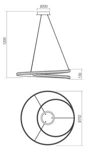 Redo 01-4364 - Lampada a sospensione LED dimmerabile a cavo TORSION LED/60W/230V oro