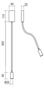 Redo 01-4475 - WALLIE Lampada flessibile LED 3W/230V USB CRI 90 bronzo