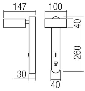 Redo 01-4642 - Applique LED SADES LED/6W/230V CRI 90 USB bronzata