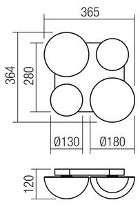 Redo 01-4332 - Plafoniera LED LUMIEN 4x LED/26W/230V 2700/3000K CRI90 dorata