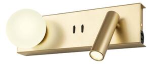 Redo 01-4661 - Lampada da parete LED NORMA LED/5W/230V + LED/3W CRI 90 USB dorata