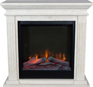 Caminetto elettrico Xaralyn - Cadiz ELE-SWP - pietra naturale levigata bianca - riscaldamento 1500 Watt - con telecomando - caminetto da incasso incluso - caminetto decorativo