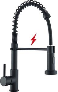 Rubinetto da cucina con rotazione a 360°, 3 getti, rubinetto per acqua calda e fredda, colore nero, estraibile per la doccia