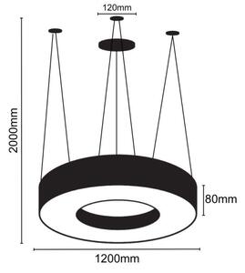 Lampadario LED a sospensione con filo LED/60W/230V 4000K diametro 120 cm nero