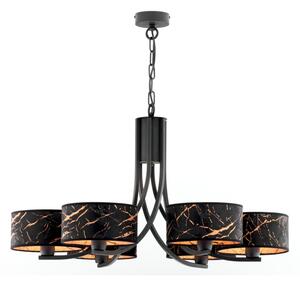 Jupiter 2108 - Lampadario a catena ARTHUR 6xE27/15W/230V nero/arancione/finitura effetto marmo