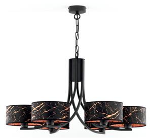 Jupiter 2108 - Lampadario a catena ARTHUR 6xE27/15W/230V nero/arancione/finitura effetto marmo
