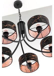 Jupiter 2107 - Lampadario a catena ARTHUR 5xE27/15W/230V nero/arancione/effetto marmo