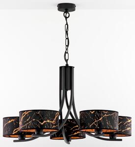 Jupiter 2107 - Lampadario a catena ARTHUR 5xE27/15W/230V nero/arancione/effetto marmo