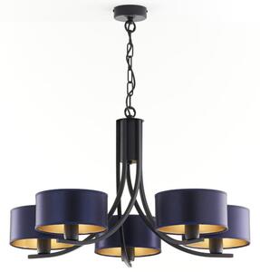 Jupiter 2101 - Lampadario con catena ARTHUR 5xE27/15W/230V blu/nero