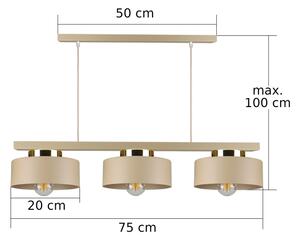 Lampadario a cavo IGNIA 3xE27/60W/230V beige/oro