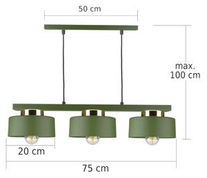 Lampadario a sospensione IGNIA 3xE27/60W/230V verde/oro