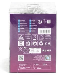 Aigostar - Catena luminosa LED per esterni, 200 LED, 8 modalità, 23 m, IP44, bianco freddo