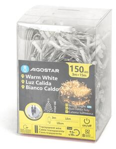 Aigostar - Catena LED natalizia da esterno 150xLED/8 funzioni 18m IP44 bianco caldo