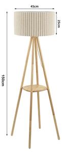 Brilagi - Lampada da terra NORDIC WAVE 1xE27/15W/230V, design nordico in legno con paralume in lino