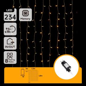 Aigostar - Catena natalizia LED da esterno 234xLED/8 funzioni 1,2x1,8 m IP44 bianco caldo