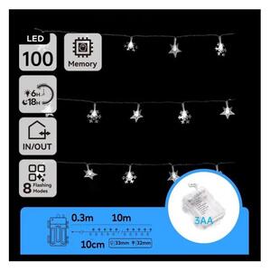 Aigostar - Catena luminosa LED da esterno 100 LED / 8 funzioni, alimentata da 3 batterie AA, 10 m, IP44, bianco freddo