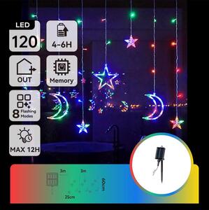 Aigostar - Catena luminosa solare a LED RGBY, 120 LED, 8 funzioni, 3 x 0,6 m, 500 mAh, IP65
