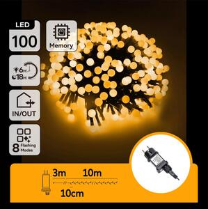 Aigostar - Catena luminosa decorativa LED per esterni 100xLED/3,6W/230V/8 funzioni 10m IP44 bianco caldo