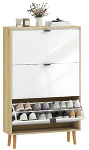 HOMCOM Scarpiera Slim Moderna con 3 Cassetti Ribaltabili per 24 Paia di Scarpe, 80x24x127 cm, Bianco | Aosom Italy