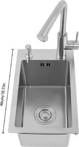 Lavello da cucina in acciaio inox, capacità generosa, rubinetto estraibile flessibile, dimensioni ridotte