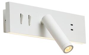 Lampada da parete moderna bianca regolabile con USB-C incl. LED - Modric