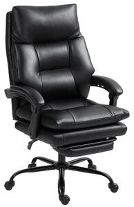 HOMCOM Sedia per Scrivania ad Altezza Regolabile e Reclinabile fino a 135°, in Pelle PU Nera, 65x76x113-121 cm | Aosom Italy