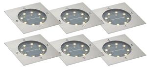Set di 6 faretti da terra quadrati in alluminio con LED IP65 solari - Terry