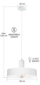 Lampadario a sospensione su cavo ARCANE 1xE27/60W/230V bianco