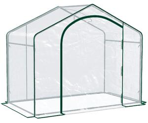 Serra da Esterno 180x100x152 cm con Ingresso a Zip e Presa d'Aria Superiore in Plastica e Acciaio Trasparente