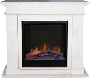 Caminetto elettrico Xaralyn - Kos ELE-SWP - pietra naturale levigata bianca - riscaldamento 1500 watt - con telecomando - caminetto da incasso incluso - caminetto decorativo