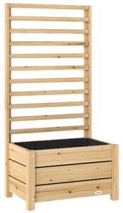 Outsunny Aiuola rialzata con traliccio in legno Foro di scarico Fodera in tessuto non tessuto 60 x 39 x 120 cm Legno naturale | Aosom Italy