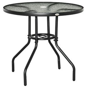 Outsunny Tavolo da Giardino Rotondo con Foro per Ombrellone, 80cm, Nero | Aosom Italy