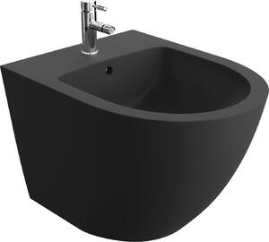 LAVITA Bidet universale a parete Sinto Black con foro per rubinetto e protezione anti-traboccamento in Vetroceramica | Lavabo da incasso a parete | Igienico e facile da pulire | 35,5x51x34 cm |