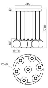 Redo 01-3489 - Lampadario LED dimmerabile a cavo KHADI 7xLED/5W/230V nero/fumé