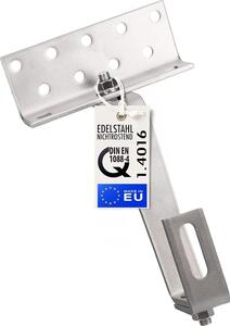 Gancio per tetto 140 mm in acciaio inox 1.4000, regolabile in 3 posizioni, viti incluse 1 pz