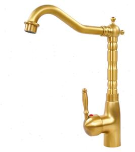 Rubinetteria da bagno - Miscelatore per lavabo - Attacco G3/8 - Monocomando - Acqua calda/fredda - Montaggio a vista - Corpo in ottone - Finitura dorata