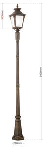 Orion - Lampada da esterno AIKO 1xE27/60W/230V 240 cm IP23 bronzo/patina