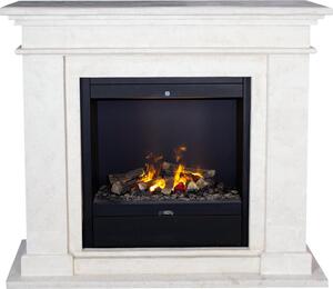 Caminetto a vapore acqueo Xaralyn - Kos EAL-SWP - pietra naturale lucidata bianca - riscaldatore da 1500 watt - con telecomando - caminetto elettrico Opti-Myst - caminetto da incasso incluso - caminetto decorativo