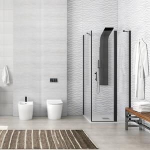 Kamalu box doccia 70x90cm finitura nera battente e fisso 70cm | kpx2800n