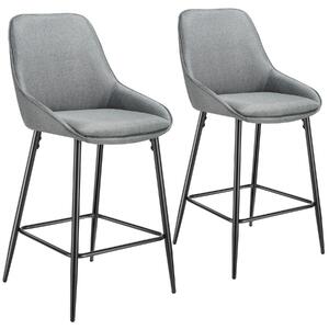 Tectake siera sgabello con schienale - tessuto grigio/nero, set di 2