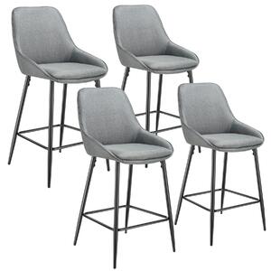 Tectake siera sgabello con schienale - tessuto grigio/nero, set di 4
