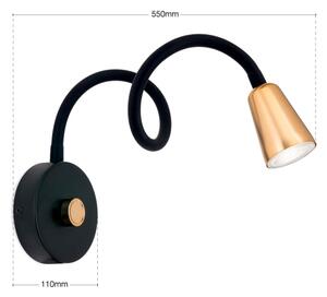 Orion - Lampada da parete flessibile dimmerabile DOTTY 1xGU10/10W/230V nera/ottone