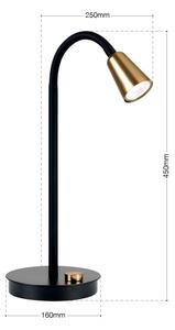 Orion - Lampada da tavolo flessibile dimmerabile DOTTY 1xGU10/10W/230V nero/ottone