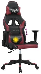 VidaXL Sedia da gioco con funzione massaggio in ecopelle nera e rosso vino