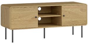 HOMCOM Mobile TV, con 2 ante, 2 scomparti aperti, piedi in acciaio, 120x40x50cm, Rovere | Aosom Italy