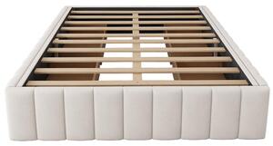 Letto imbottito con rete a doghe 140x200 cm, design minimalista, senza testiera, 4 cassetti contenitori, senza materasso, Beige
