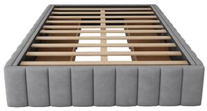 Letto imbottito con rete a doghe 140x200 cm, design minimalista, senza testiera, 4 cassetti contenitori, senza materasso, Grigio