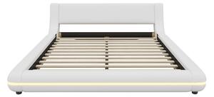 Letto a terra 140×200 cm con illuminazione ambientale a LED, senza materasso, Bianco