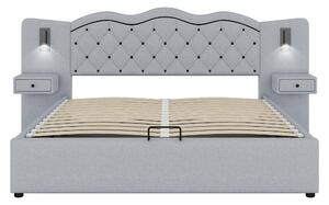Letto imbottito 160×200, ampio spazio di archiviazione, Grigio