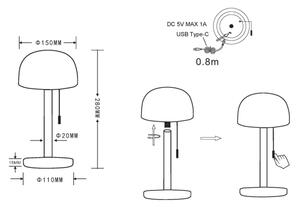 Globo 21016M - Lampada da tavolo LED NORMAN LED/1,5W/3,7V 3000/4200/6000K ottone